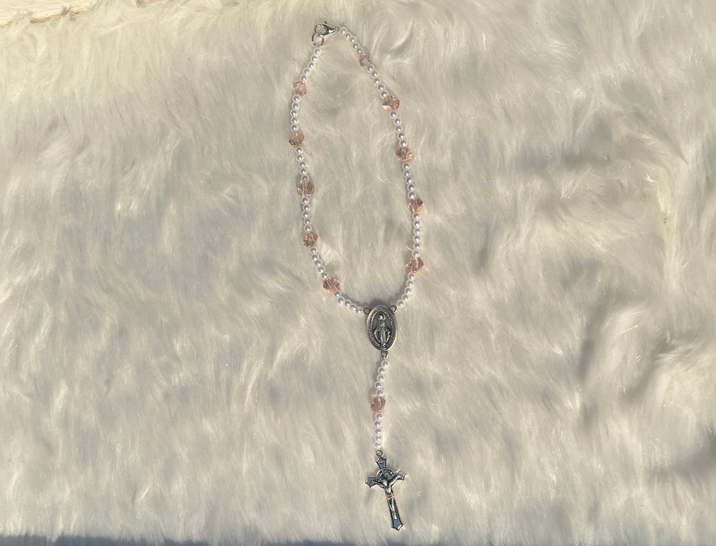 Pink and Pearl Car Rosary