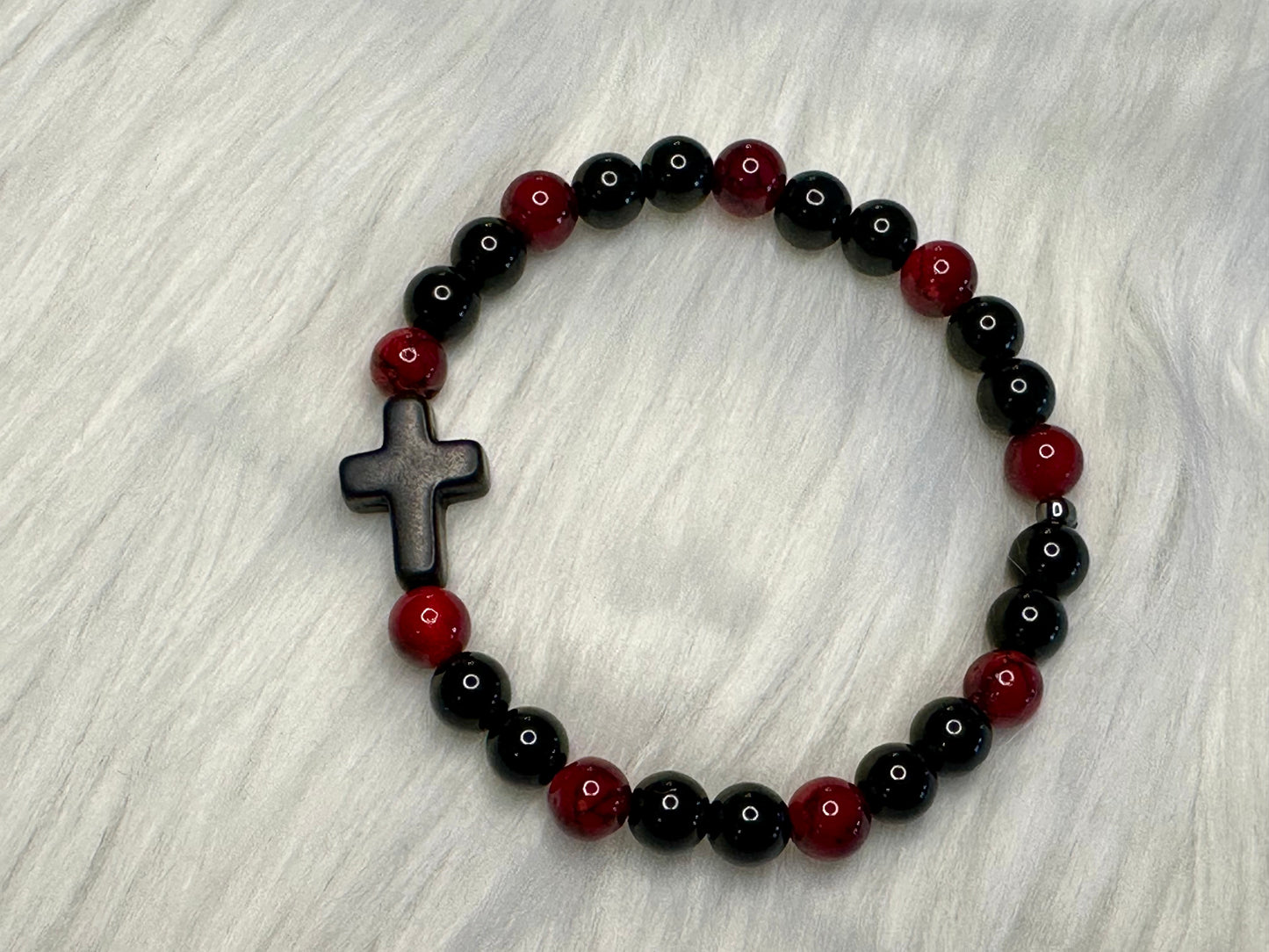 Red & Black Cross Bracelet