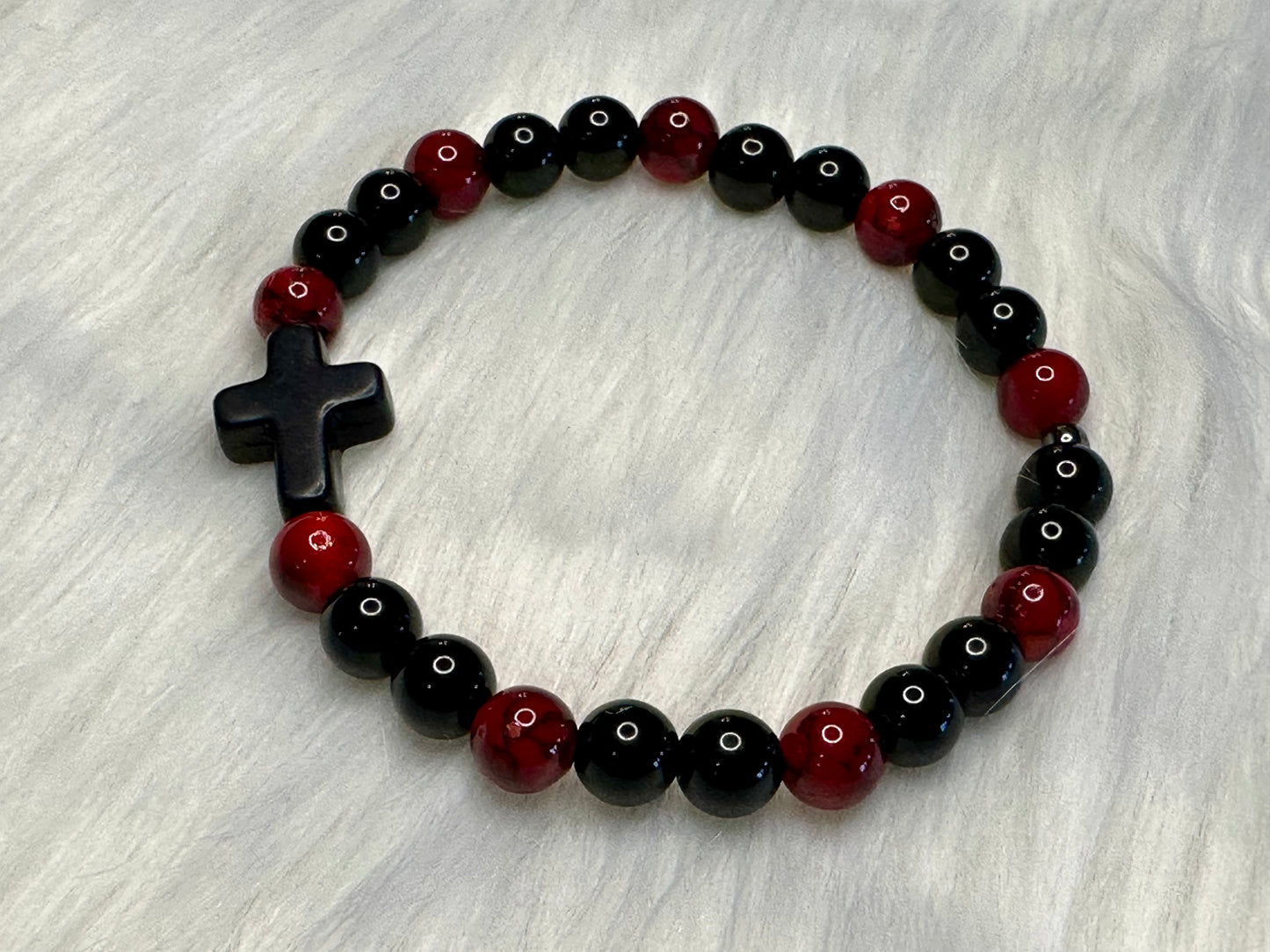 Red & Black Cross Bracelet