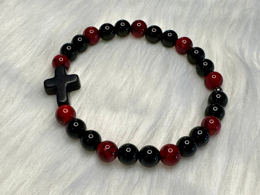 Red & Black Cross Bracelet