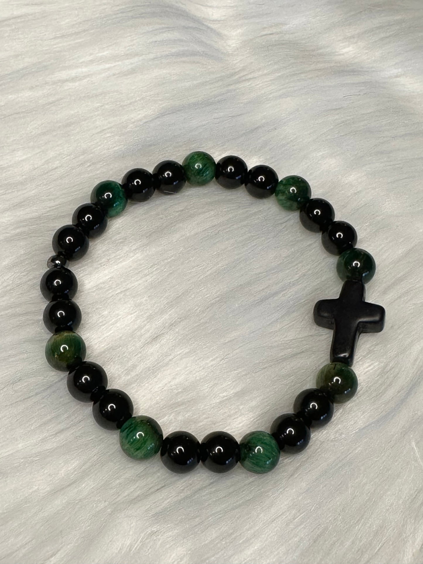 Green & Black Cross Bracelet