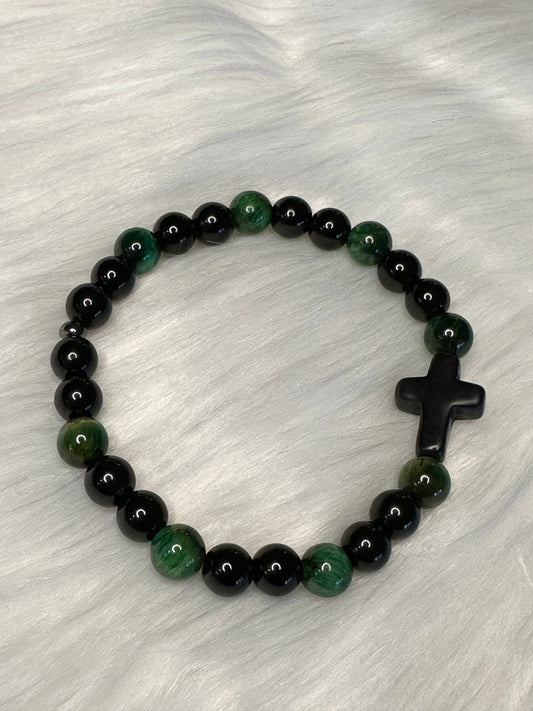 Green & Black Cross Bracelet