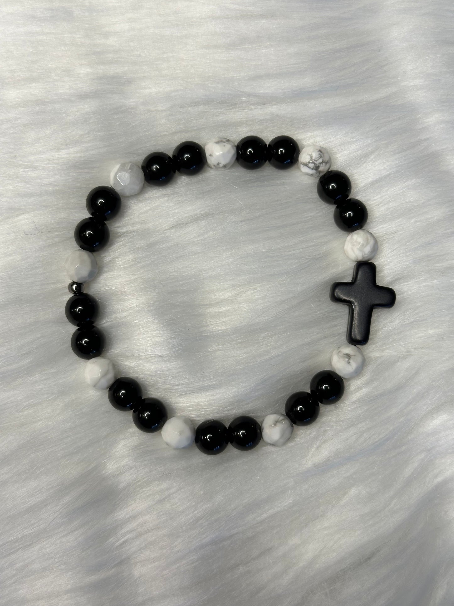 White & Black Cross Bracelet
