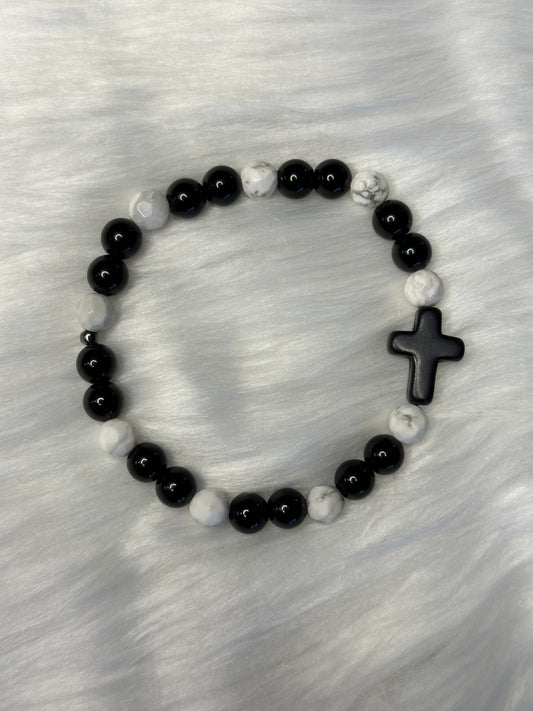 White & Black Cross Bracelet