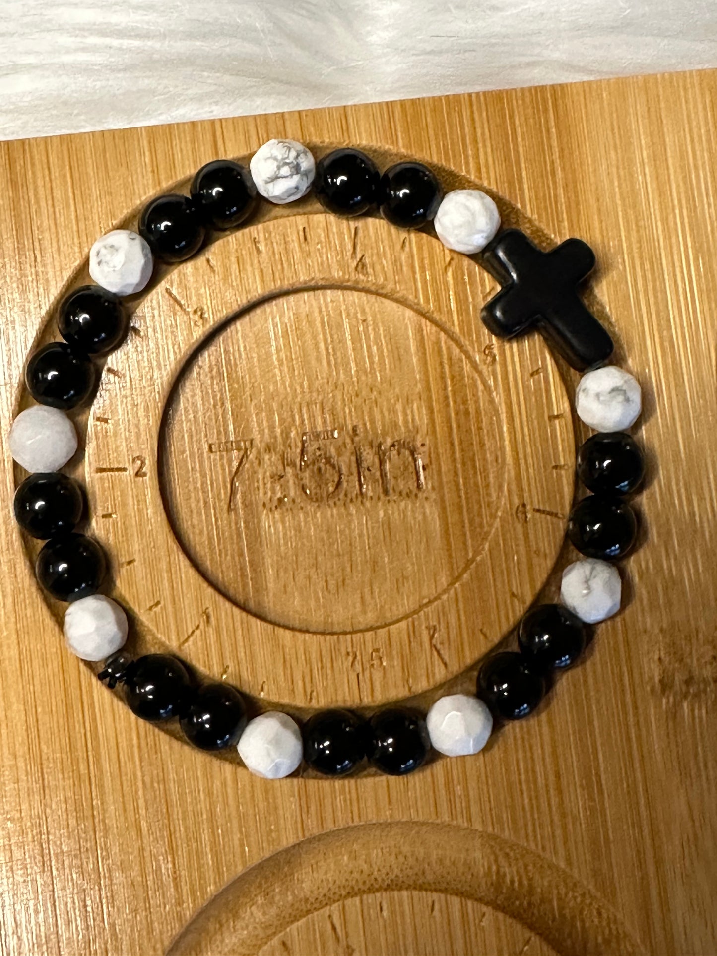 White & Black Cross Bracelet