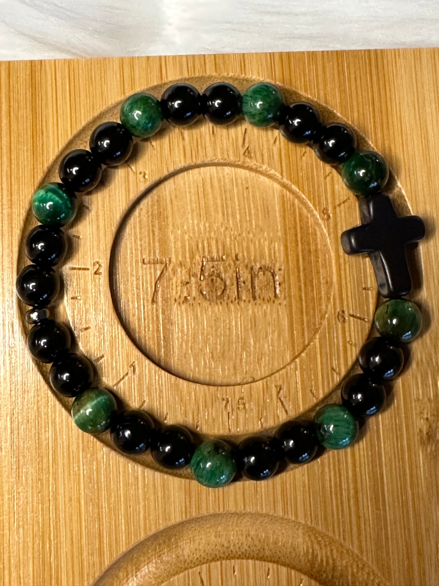 Green & Black Cross Bracelet