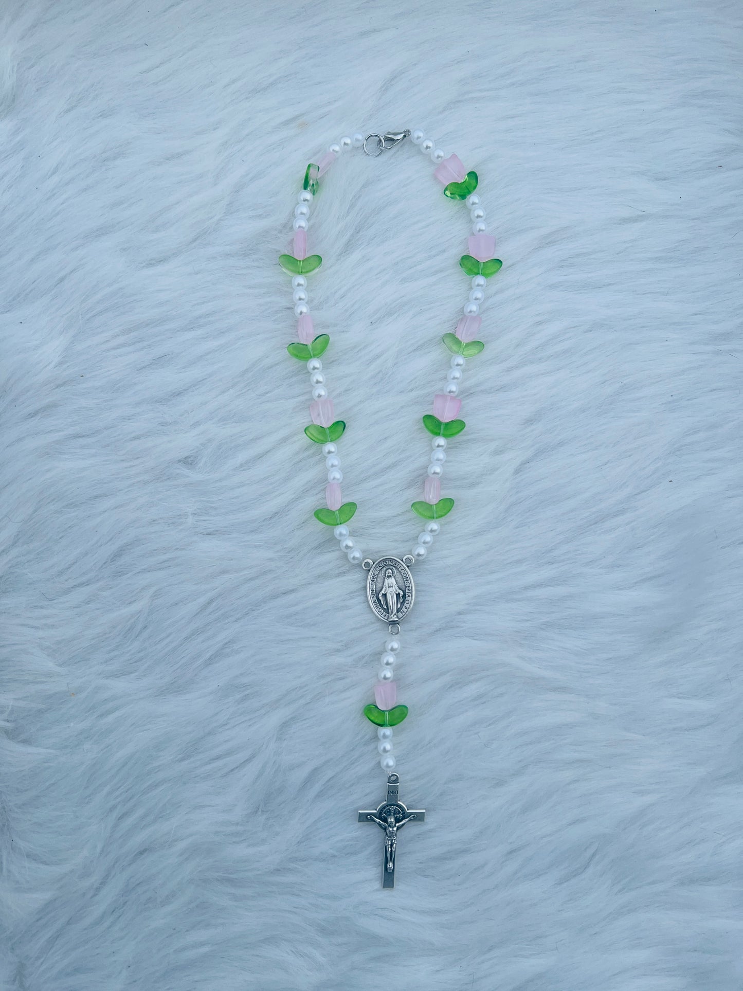 Pink Tulip Car Rosary
