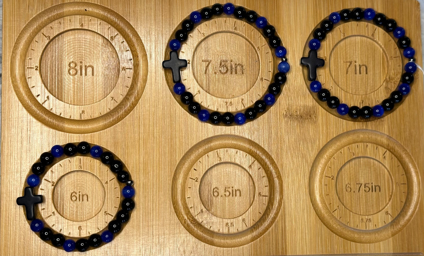 Blue & Black Cross Bracelet