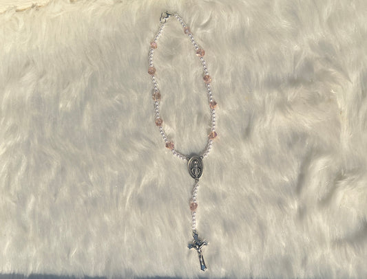 Pink and Pearl Car Rosary