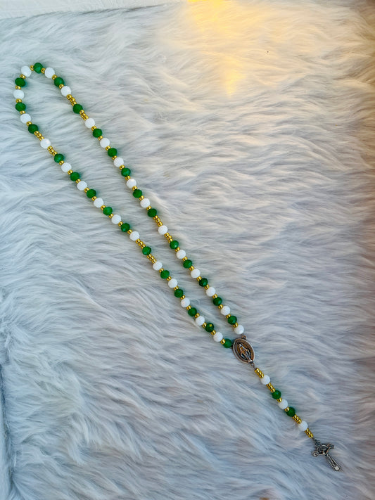 Green & White Rosary
