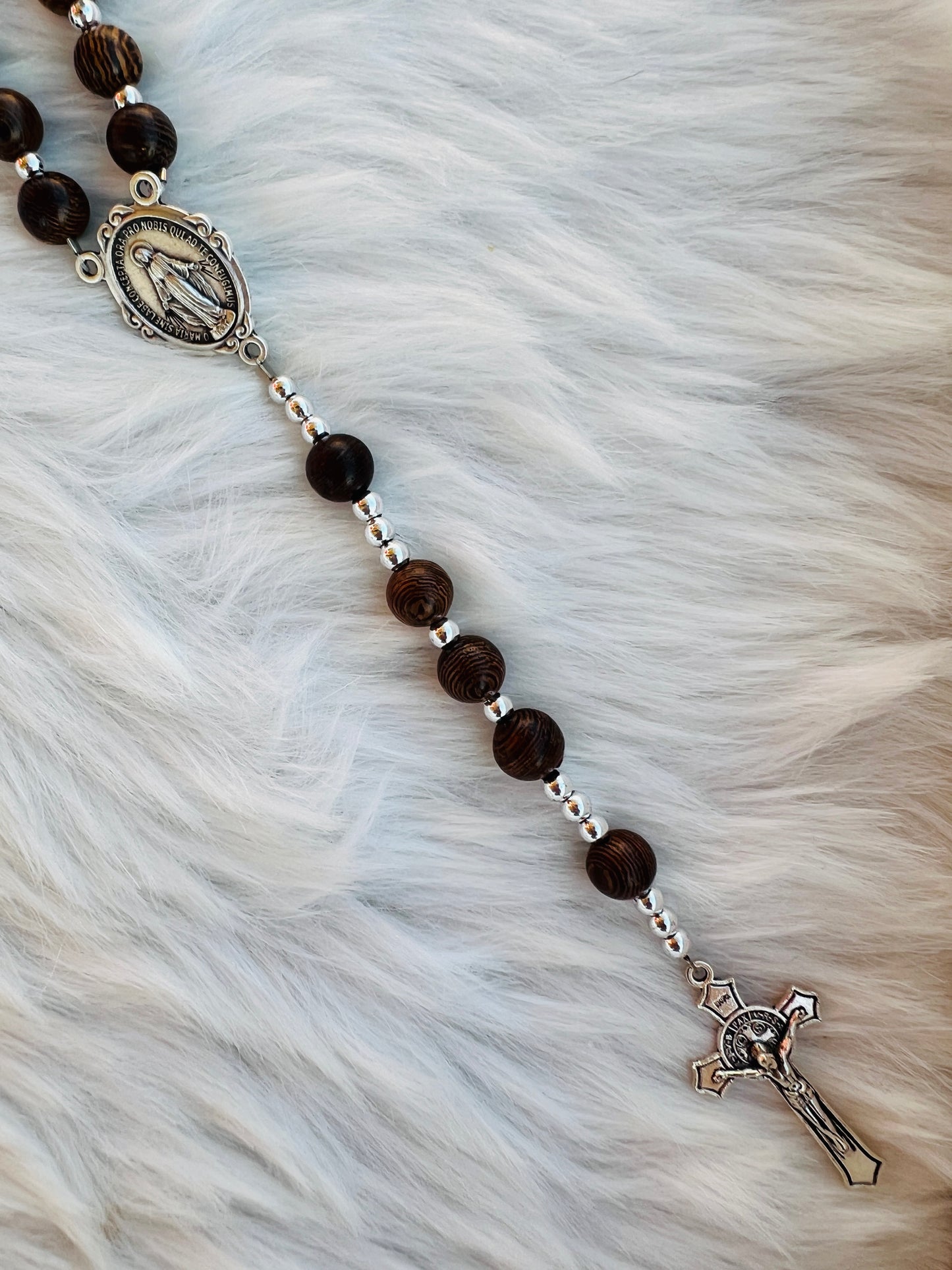 Brown & Silver Rosary