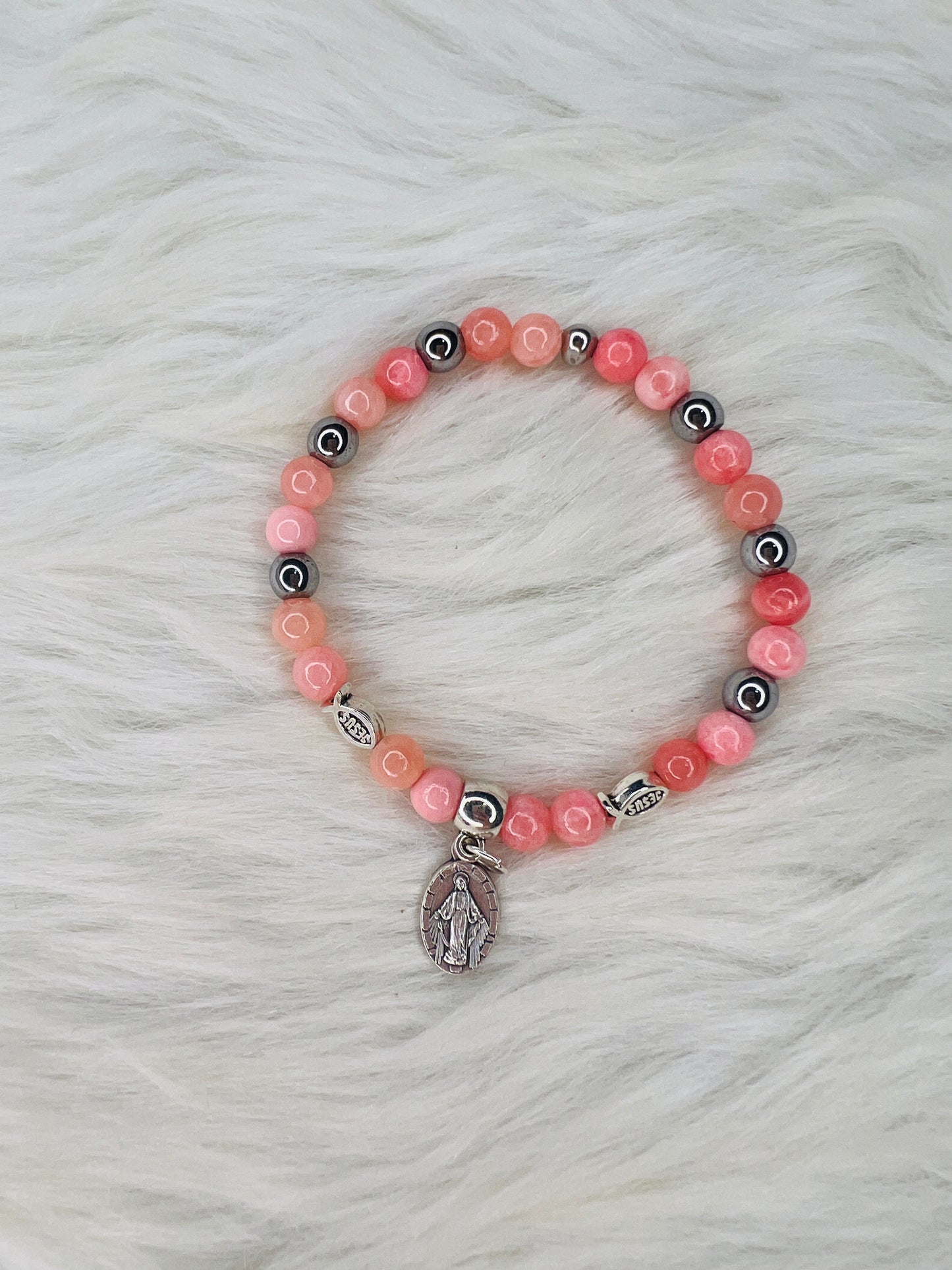 Pink Miraculous Medal Bracelet