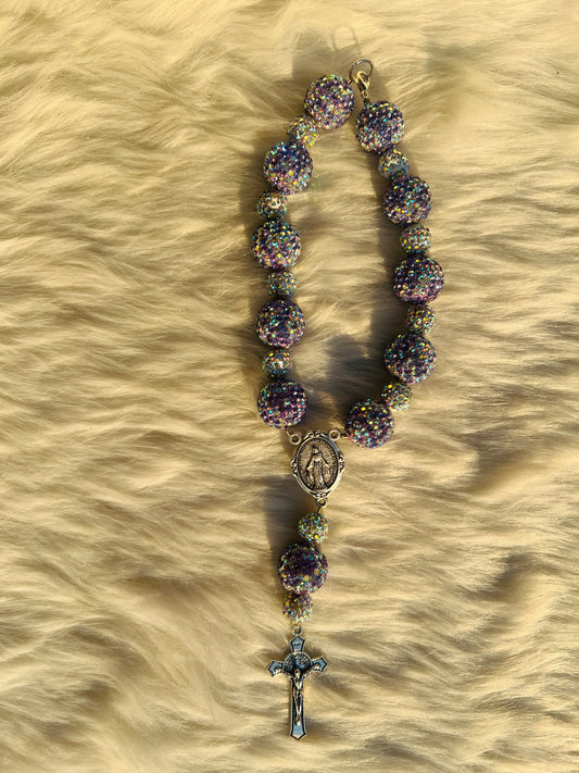 Purple Rhinestone car rosary